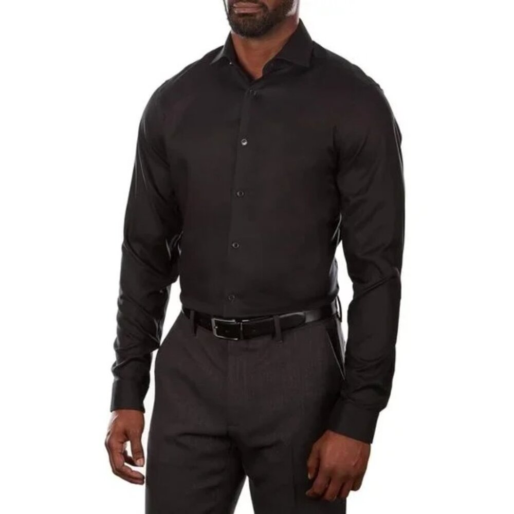 Calvin Klein Slim Fit Non Iron Black Dress Shirt (Small) 15 34/35 Long
